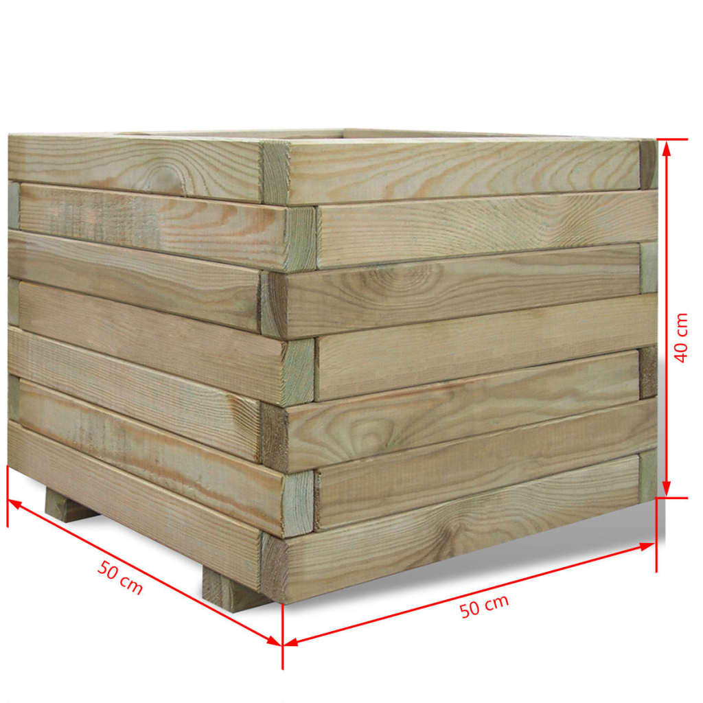 vidaXL Arriate cuadrado madera 50x50x40 cm