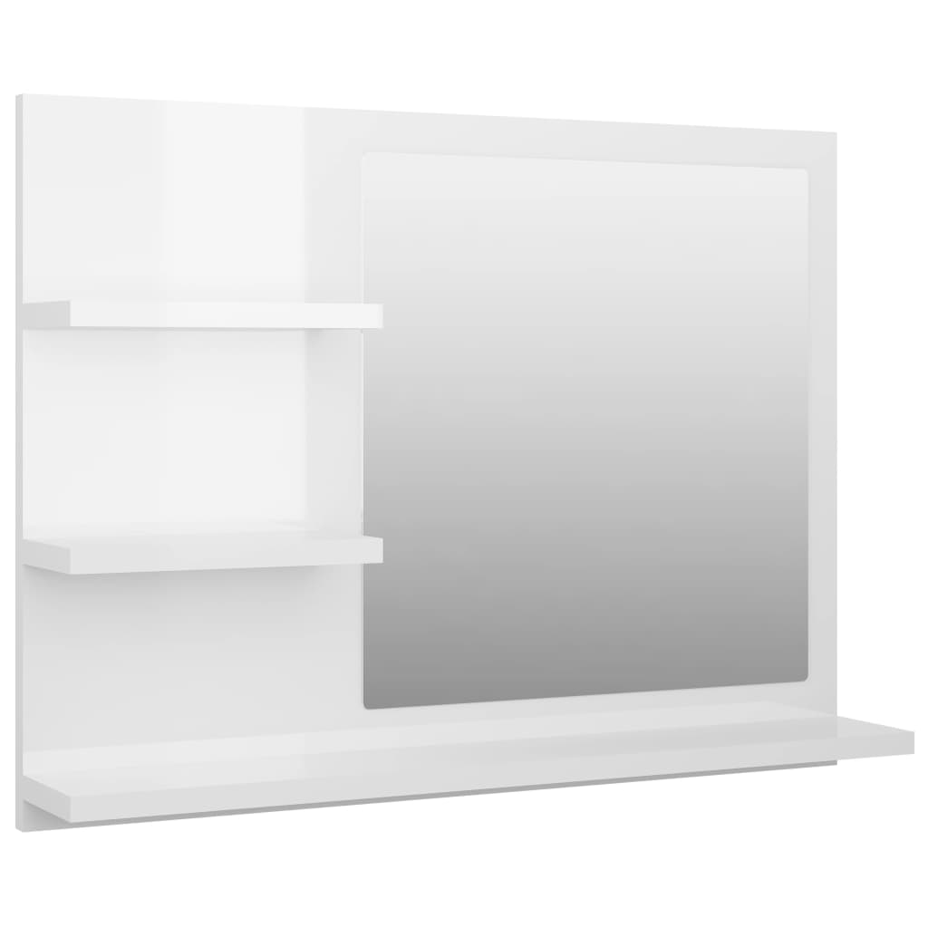 vidaXL Espejo de baño madera contrachapada blanco brillo 60x10,5x45 cm
