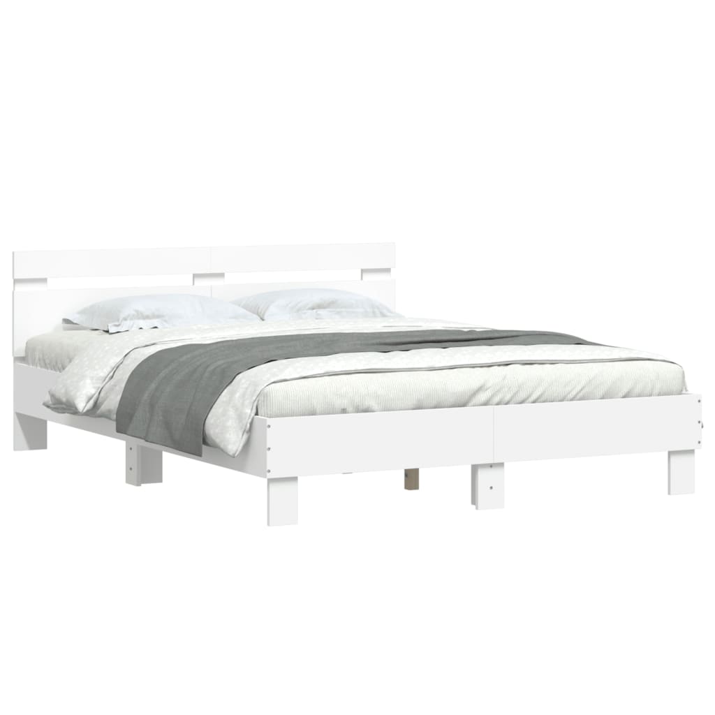 vidaXL Estructura cama con cabecero madera ingeniería blanco 150x200cm
