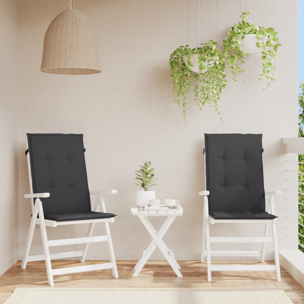 vidaXL Cojín silla de jardín respaldo alto 2 uds tela negro 120x50x3cm