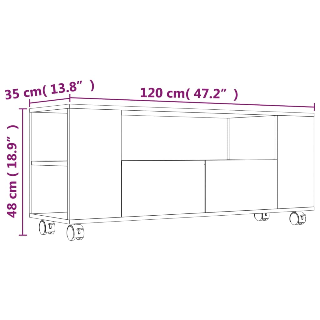 vidaXL Mueble para TV madera contrachapada roble Sonoma 120x35x48 cm