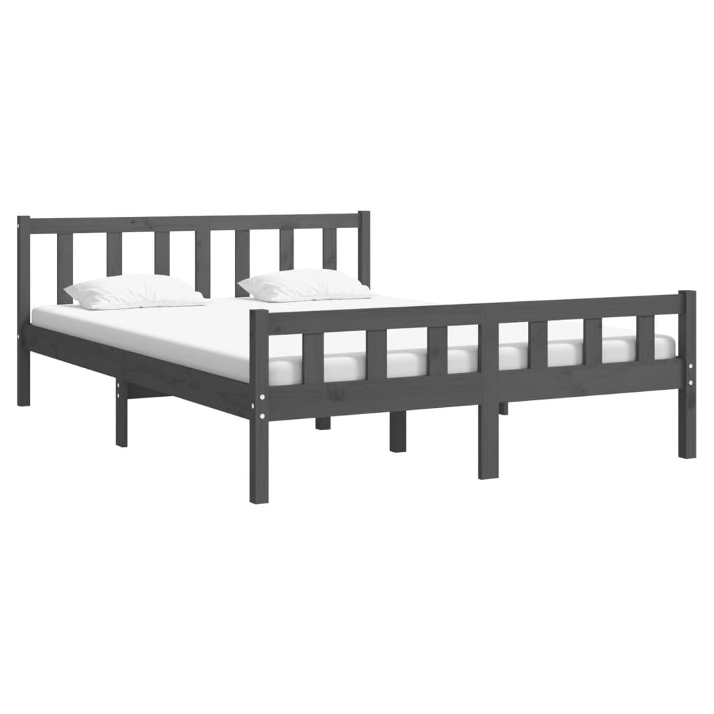 vidaXL Estructura de cama madera maciza gris 120x200 cm