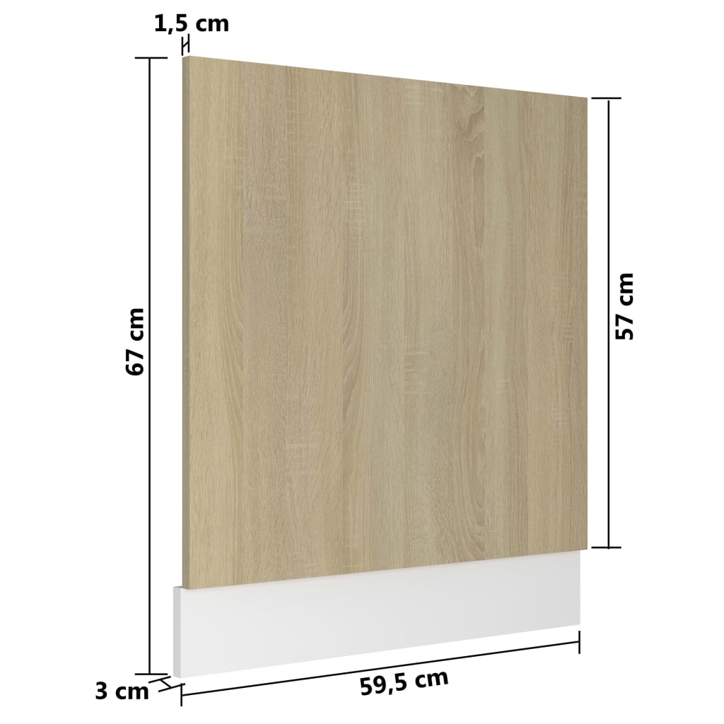 vidaXL Panel para lavavajillas contrachapada color roble 59,5x3x67 cm