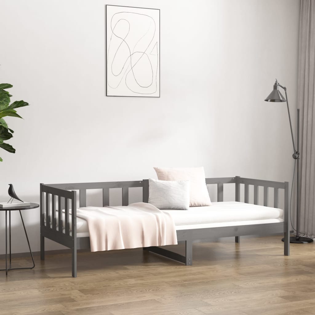 vidaXL Sofá cama madera maciza de pino gris 80x200 cm