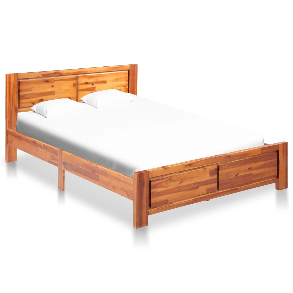 vidaXL Estructura de cama con mesitas de noche acacia marrón 140x200cm