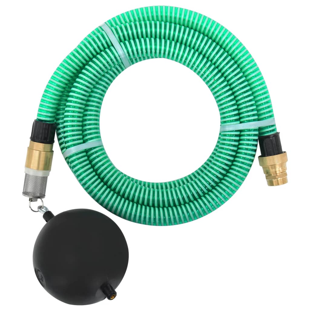 vidaXL Manguera de succión con conectores de latón PVC verde 29 mm 15m