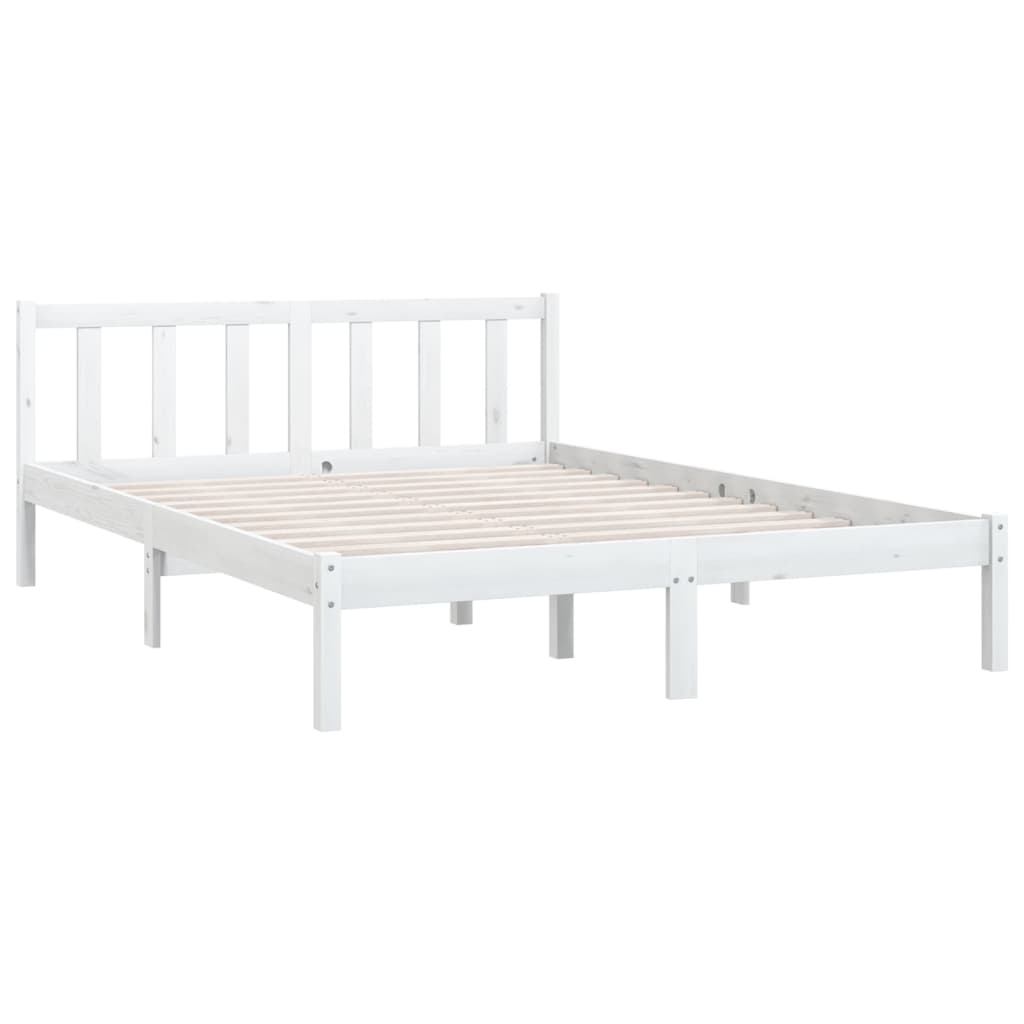 vidaXL Estructura de cama madera maciza pino blanco 120x190 cm
