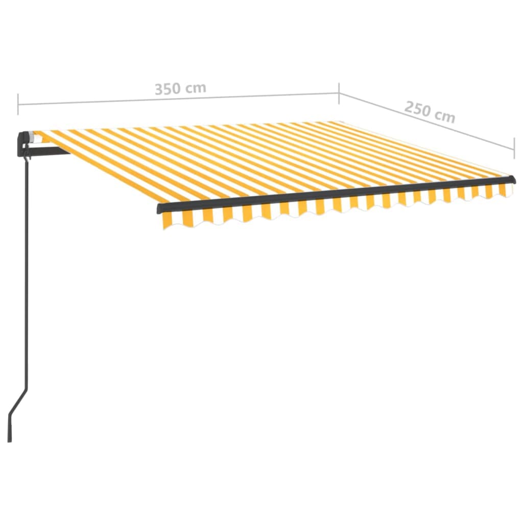 vidaXL Toldo manual retráctil con LED amarillo y blanco 3,5x2,5 m