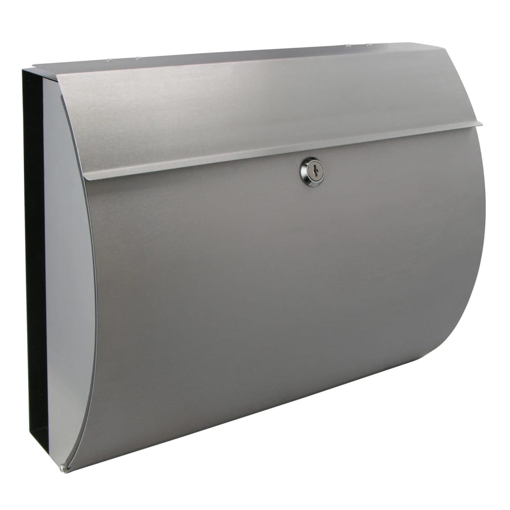 HI Buzón con compartimento de periódicos acero inox 38x13,3x30,4 cm