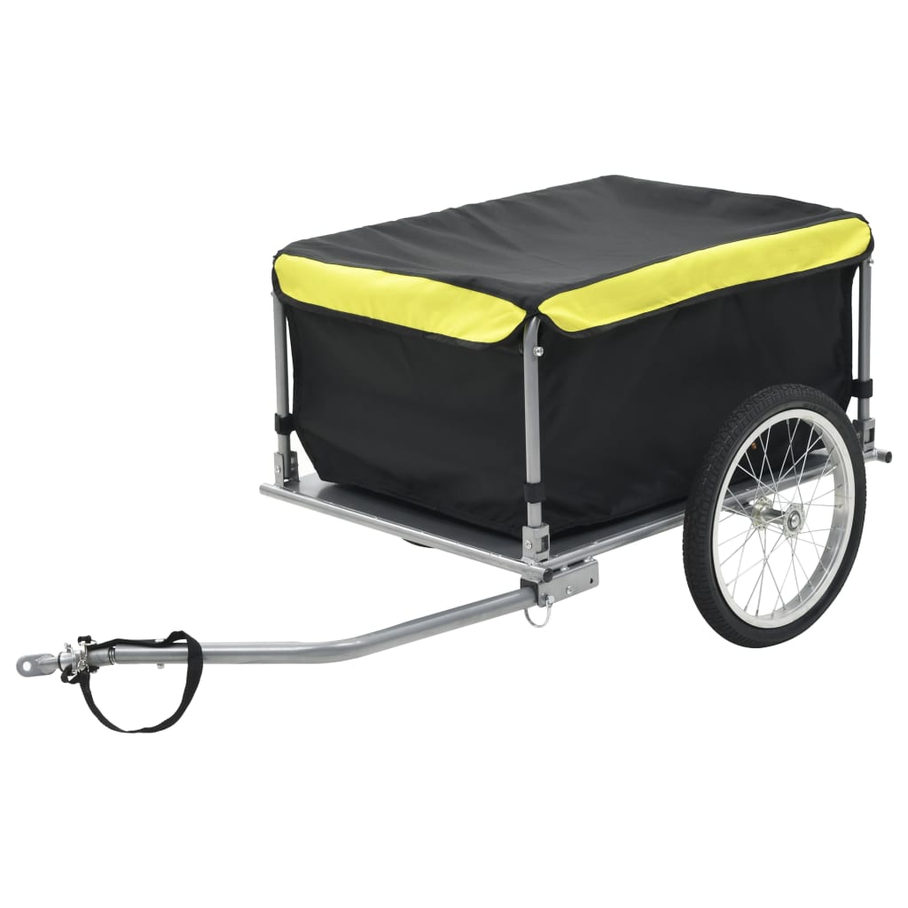 vidaXL Remolque de carga para bicicletas negro y amarillo 65 kg