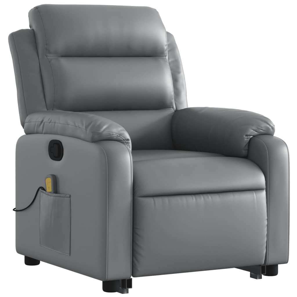 vidaXLSillón reclinable de masaje de pie cuero artificial gris