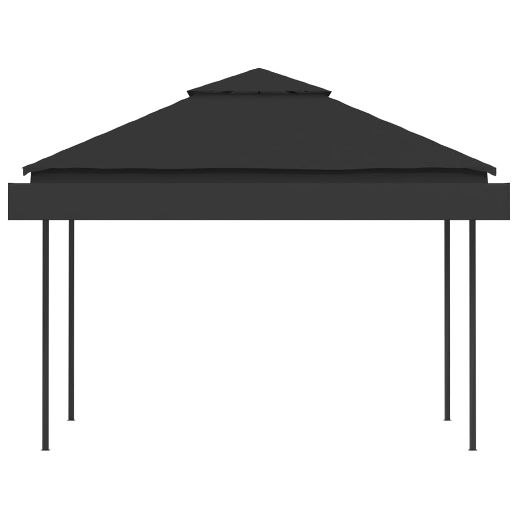 vidaXL Cenador con tejado doble extensible antracita 3x3x2,75m 180g/m²