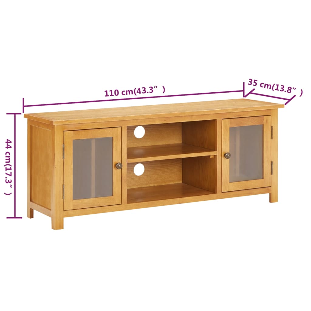 vidaXL Mueble para TV madera maciza de roble 110x35x44 cm