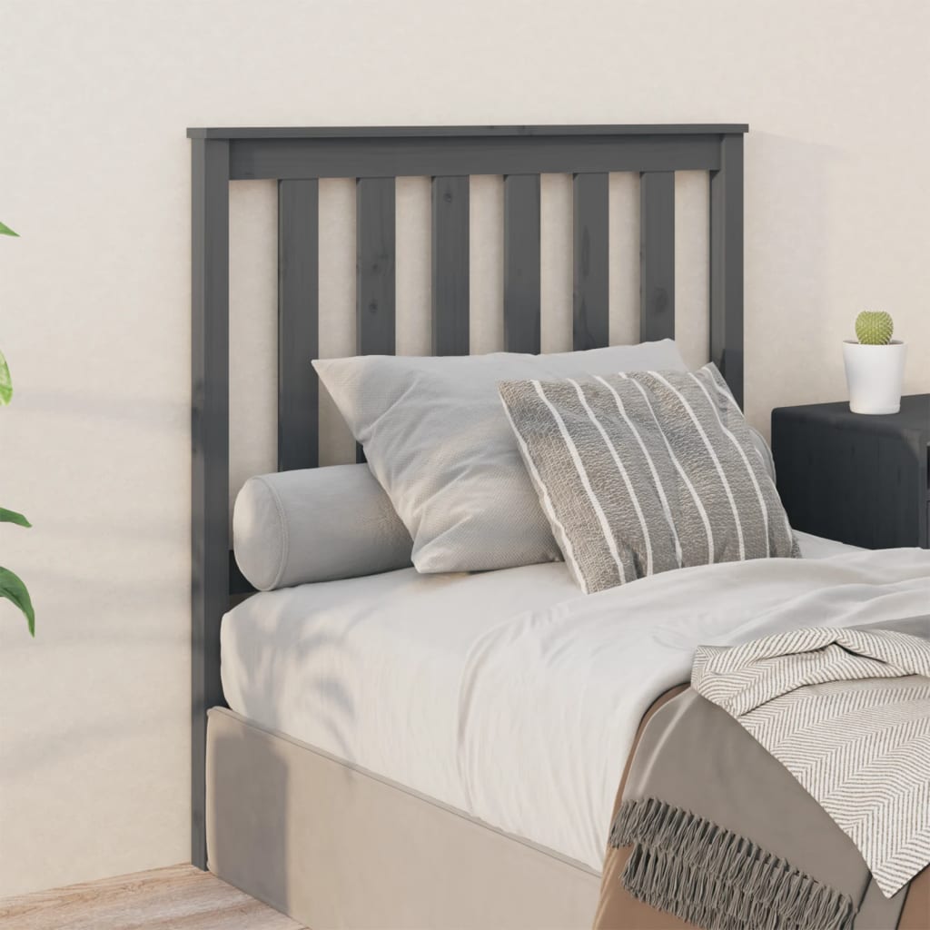 vidaXL Cabecero de cama madera maciza de pino gris 96x6x101 cm