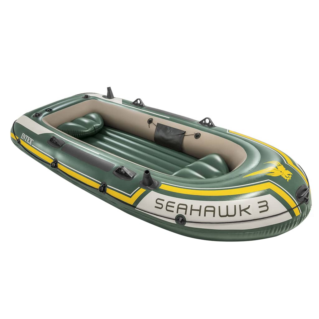 Intex Barca inflable Seahawk 3 con motor de arrastre y soporte