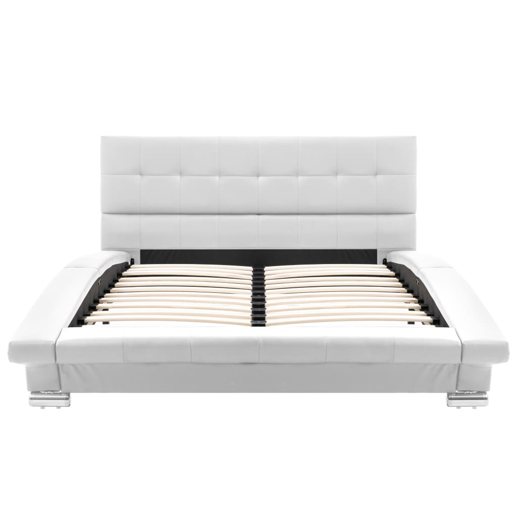 vidaXL Estructura de cama de cuero artificial blanco 200x120 cm