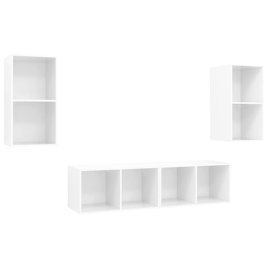 vidaXL Muebles de salón de pared 4 piezas blanco y roble Sonoma