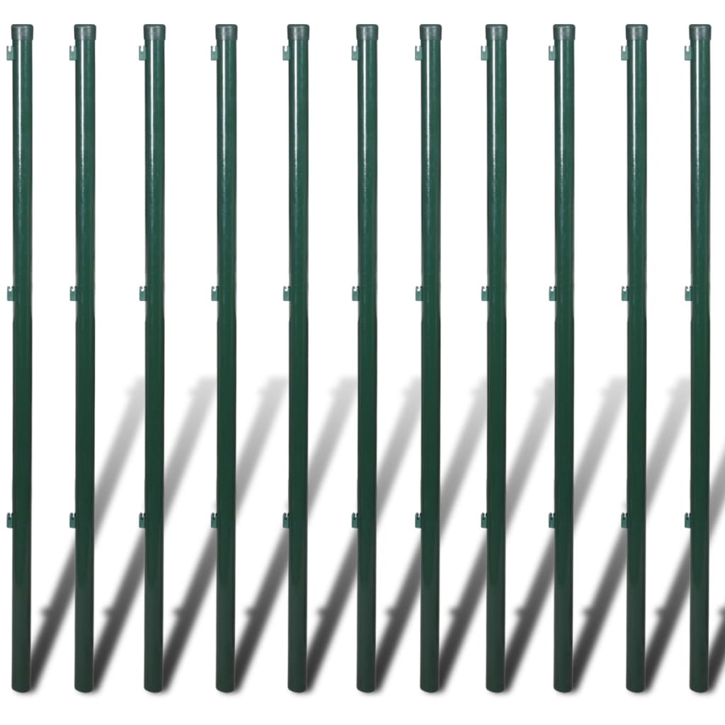 vidaXL Valla tela metálica con postes acero verde 1x25 m