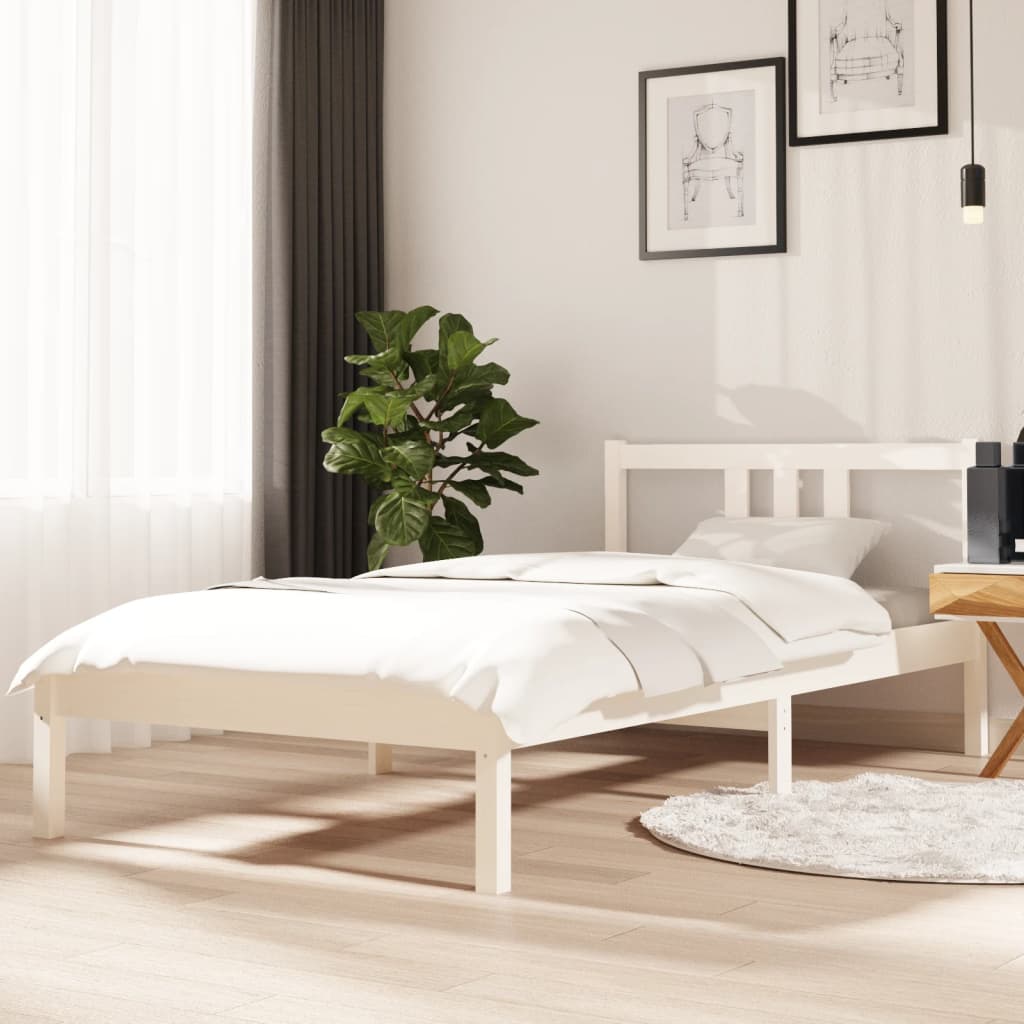 vidaXL Estructura de cama madera maciza blanco 90x190 cm