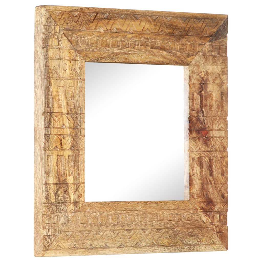 vidaXL Espejo tallado a mano madera maciza de mango 50x50x2,5 cm