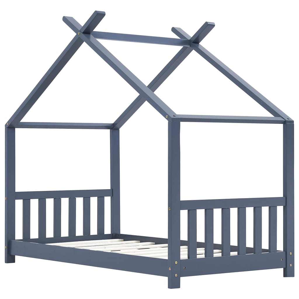 vidaXL Estructura de cama infantil madera maciza pino gris 80x160 cm