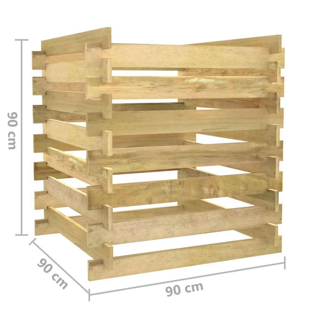 vidaXL Compostador de listones madera pino impregnada 90x90x90 cm