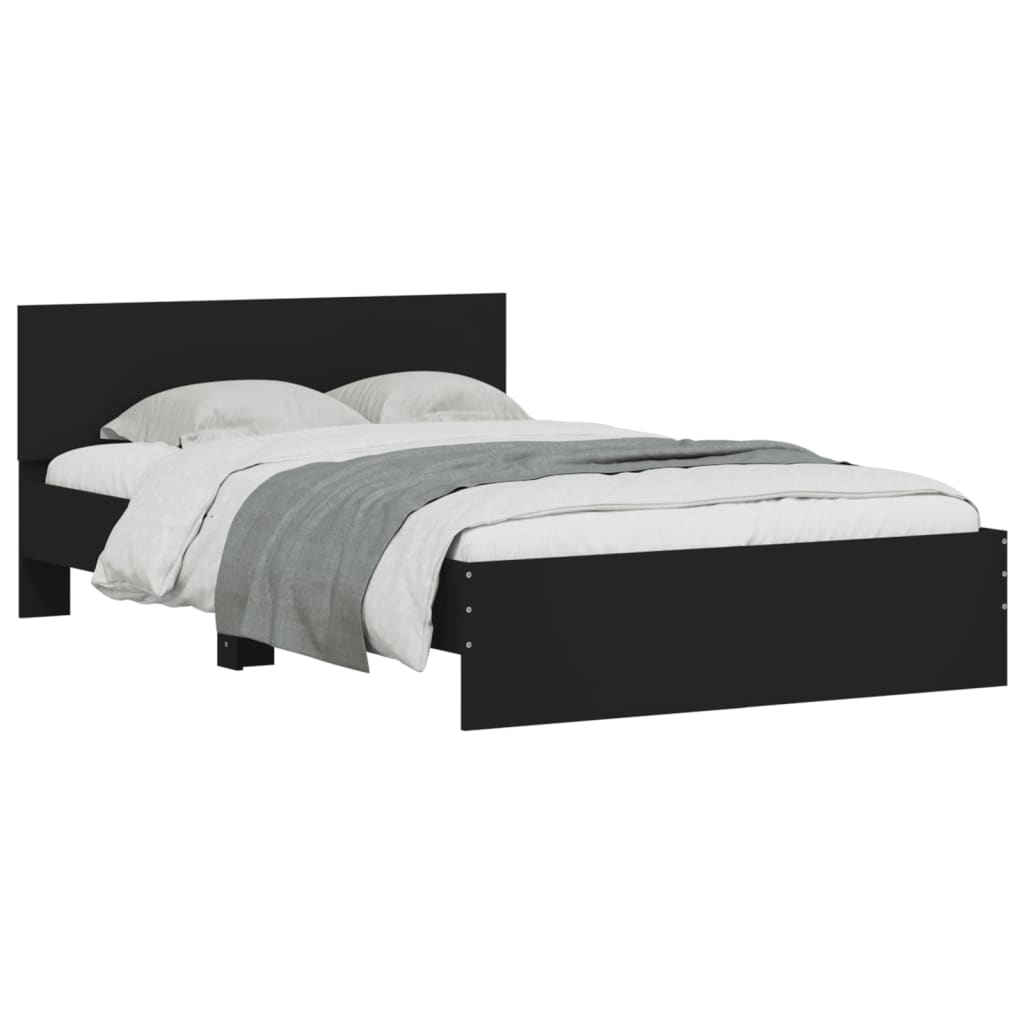 vidaXL Estructura de cama con cabecero y luces LED negro 135x190 cm
