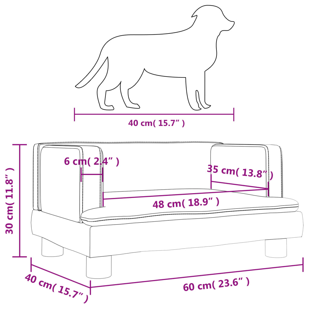vidaXL Cama para perros de terciopelo rosa 60x40x30 cm