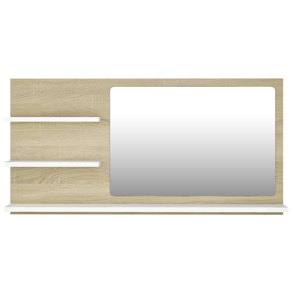 vidaXL Espejo de baño madera contrachapada blanco roble 90x10,5x45 cm