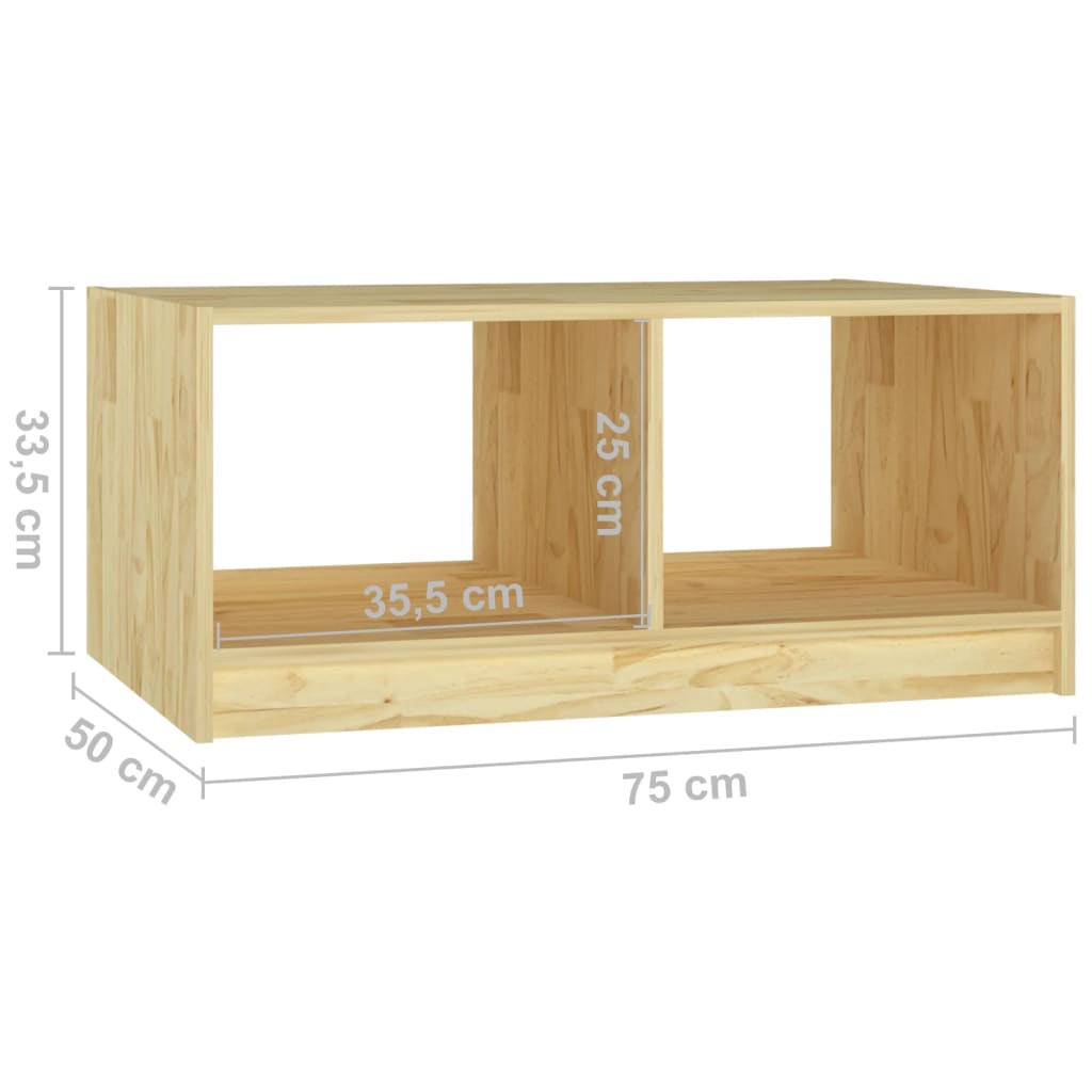 vidaXL Mesa de centro de madera maciza de pino 75x50x33,5 cm