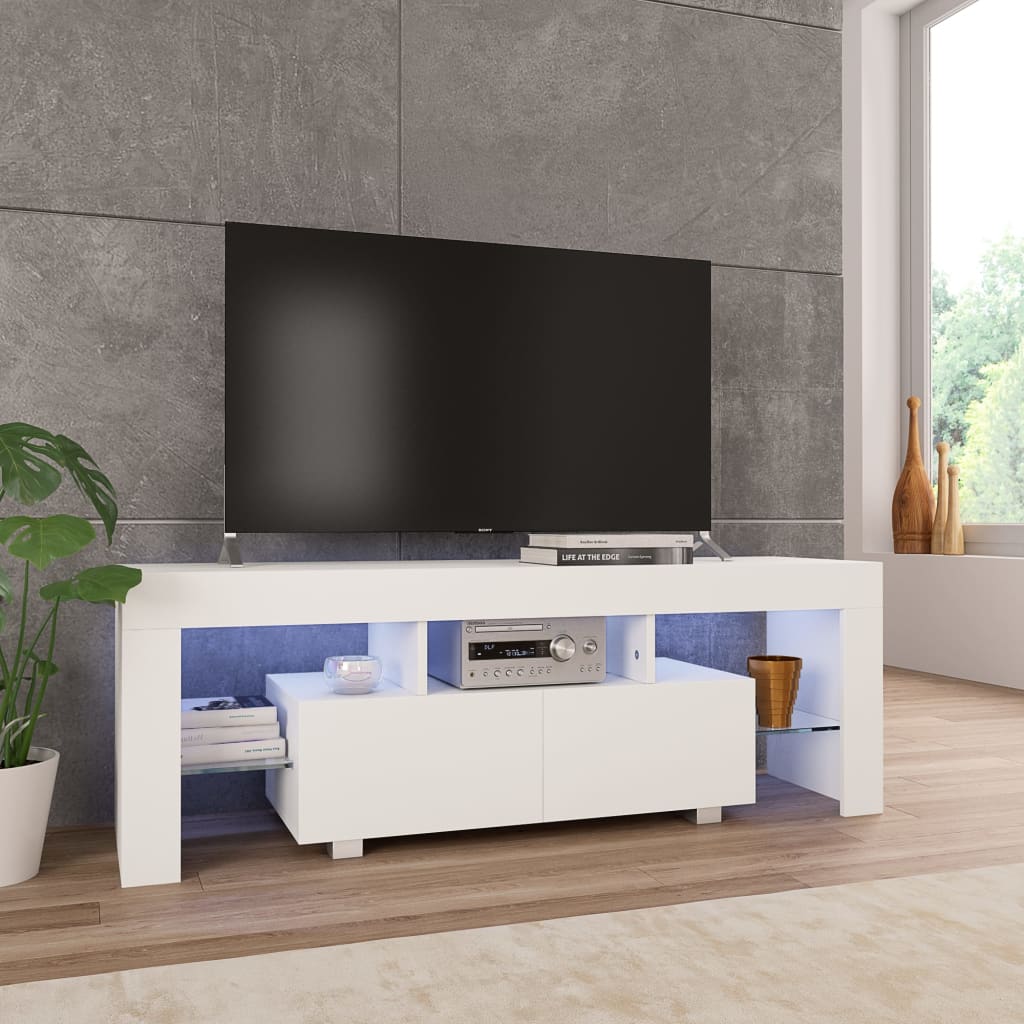 vidaXL Mueble para TV con luces LED blanco brillante 130x35x45 cm