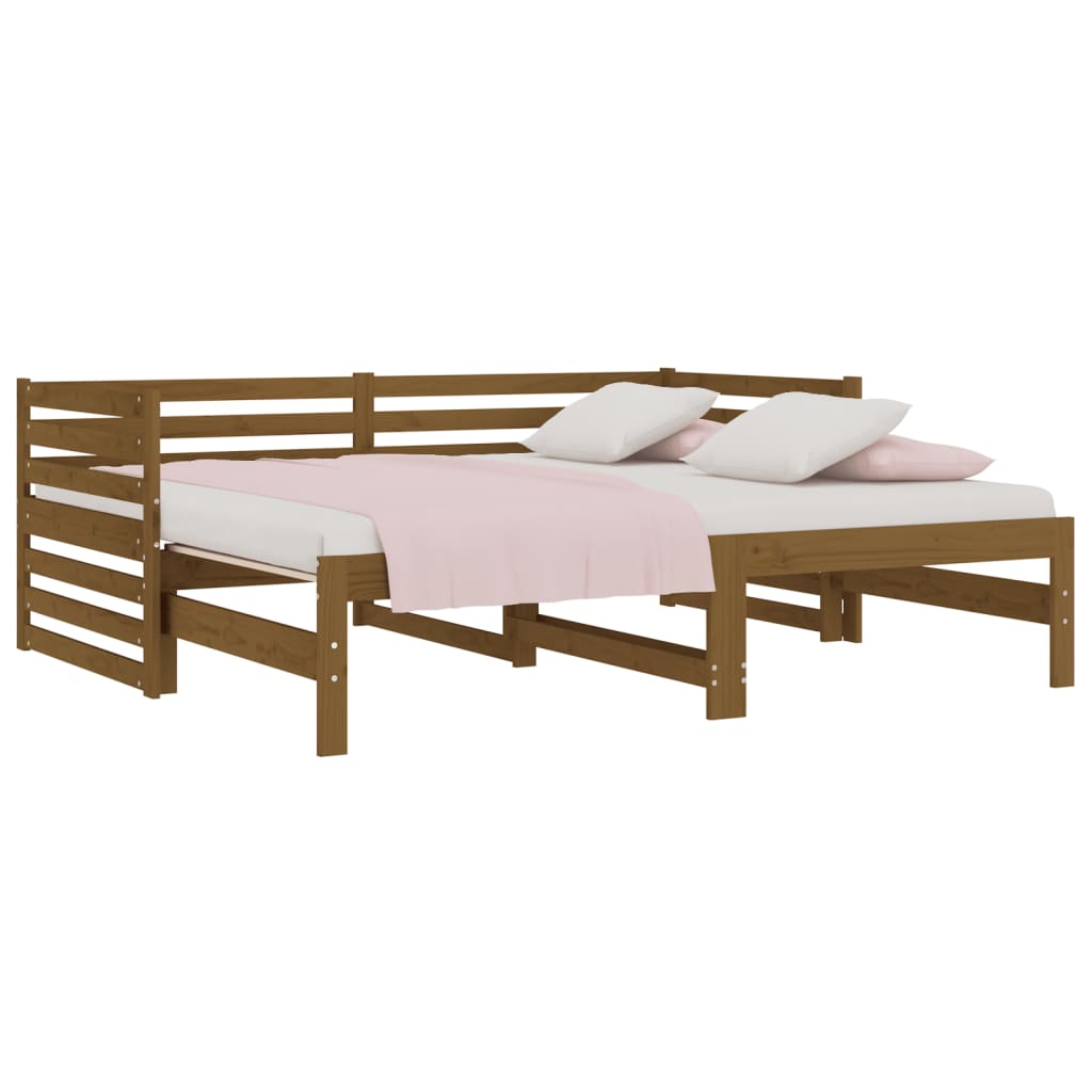 vidaXL Sofá cama extraíble madera de pino marrón miel 2x(80x200) cm