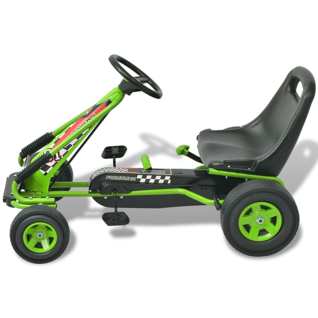 vidaXL Kart con pedales asiento ajustable verde