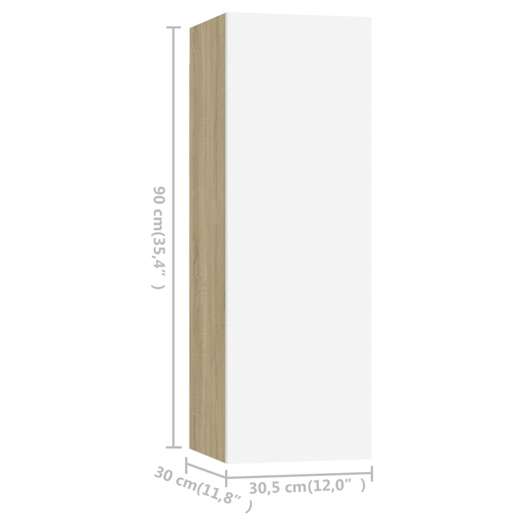vidaXL Mueble para TV madera contrachapada blanco roble 30,5x30x90 cm