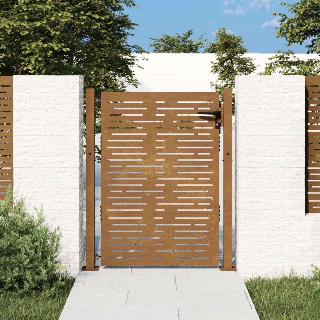 vidaXL Puerta de jardín acero corten diseño cuadrado 105x155 cm