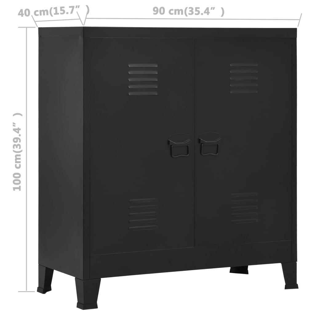 vidaXL Baúl de almacenaje industrial acero negro 90x40x100 cm