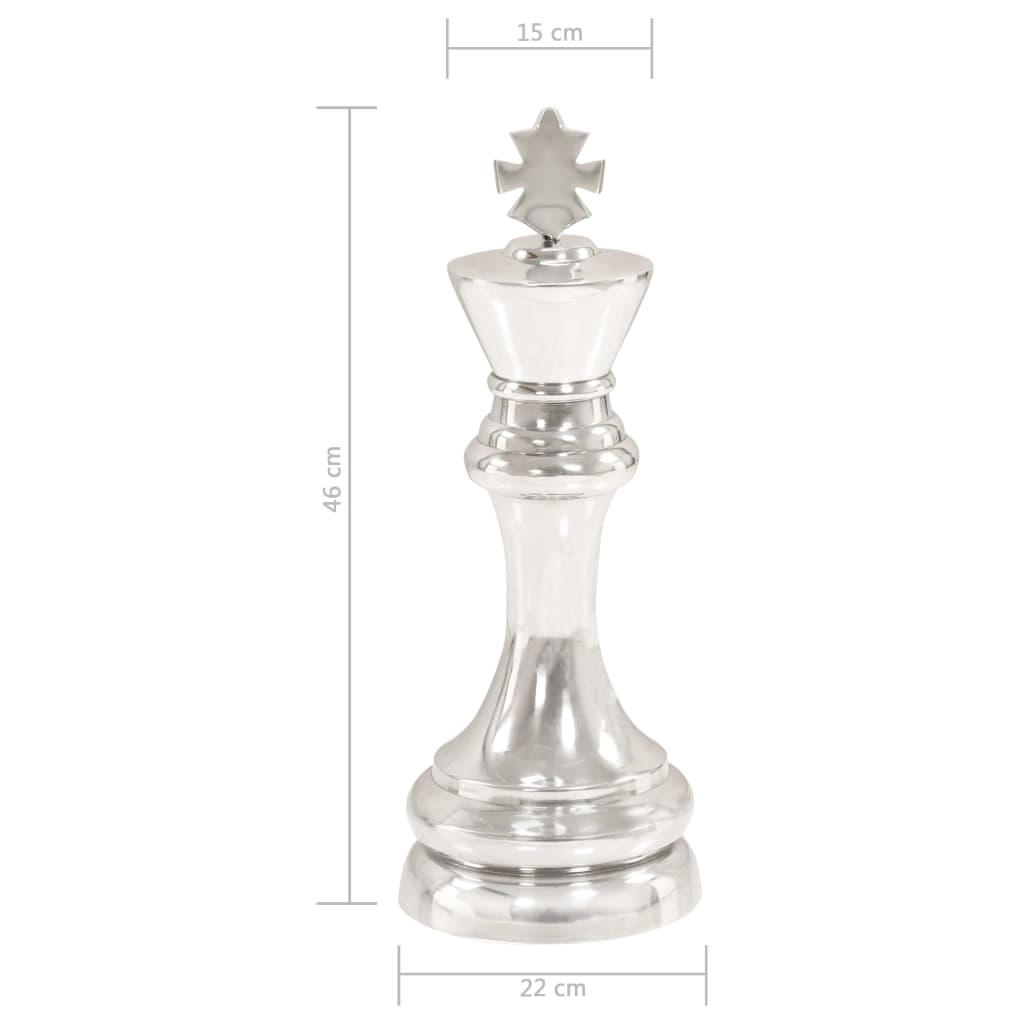 vidaXL Figura del rey de ajedrez aluminio macizo 46 cm plateada