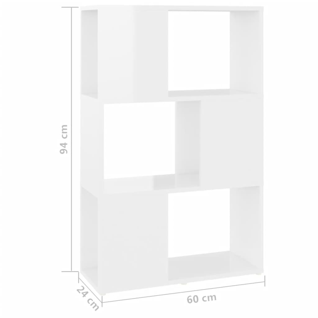 vidaXL Librería separador contrachapada blanco brillante 60x24x94 cm