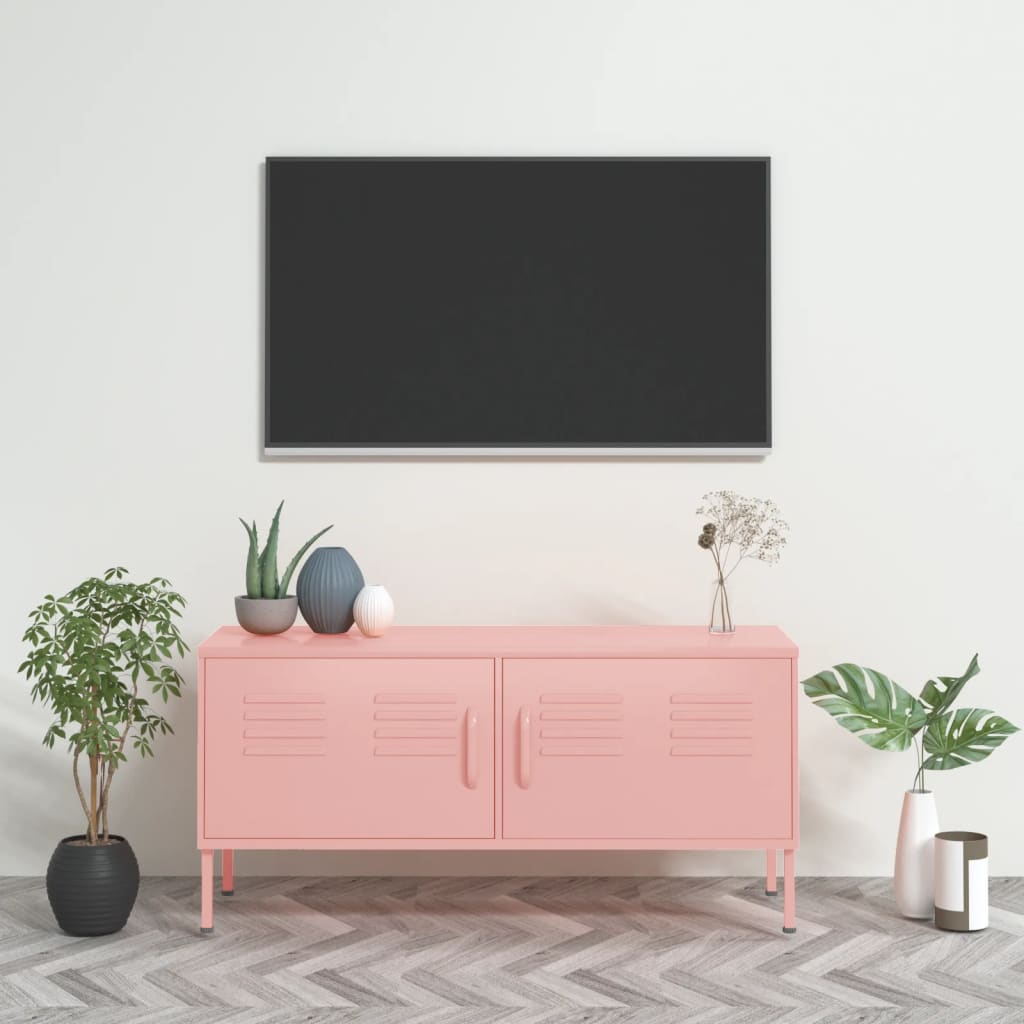 vidaXL Mueble para TV de acero rosa 105x35x50 cm