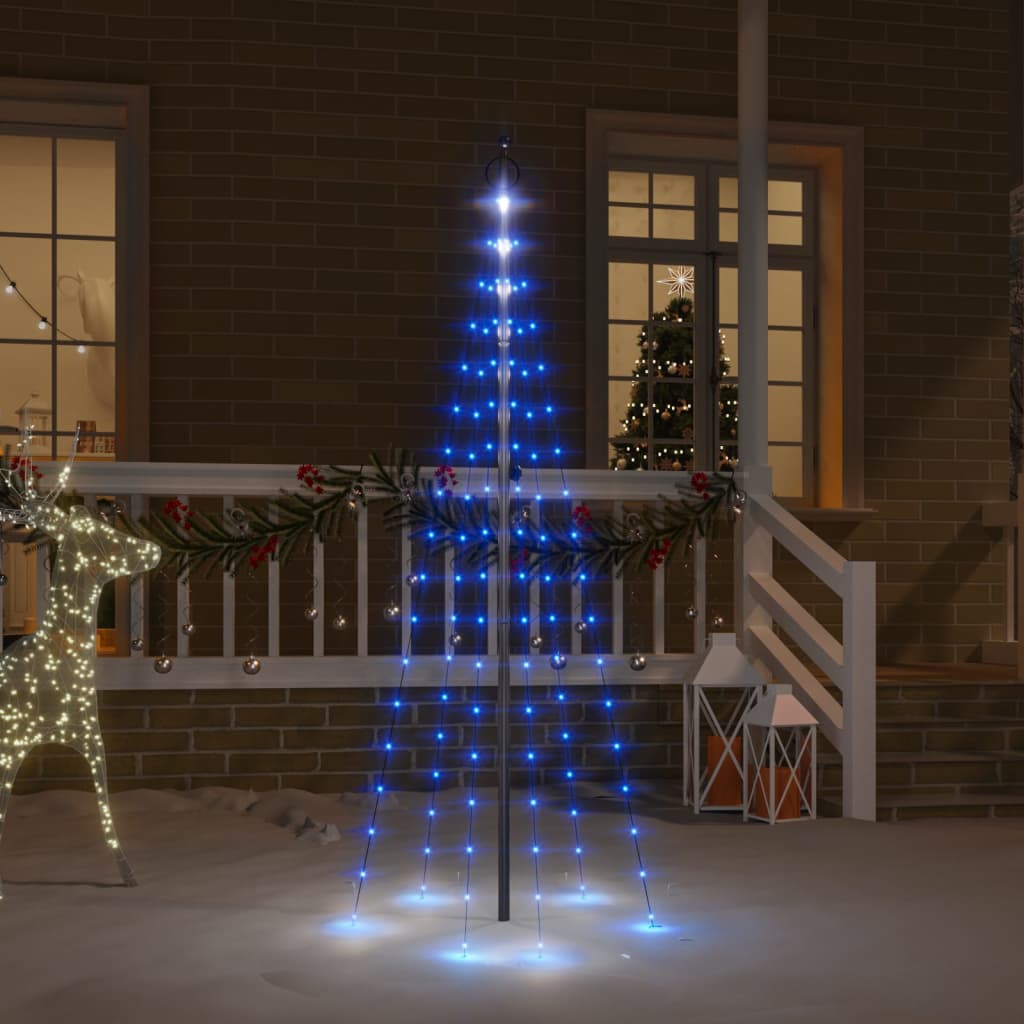 vidaXL Árbol de Navidad en asta de bandera 108 LED azul 180 cm