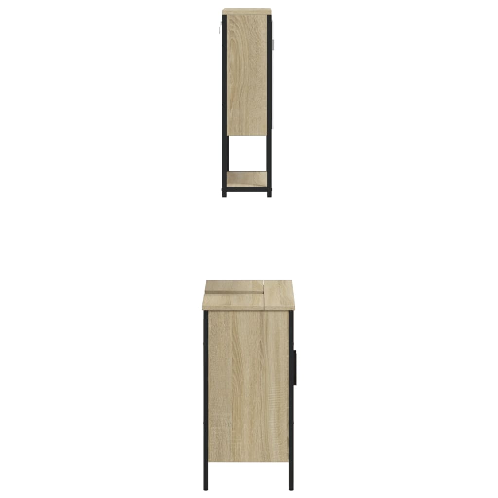 vidaXL Set de muebles de baño 2 pzas madera contrachapada roble Sonoma