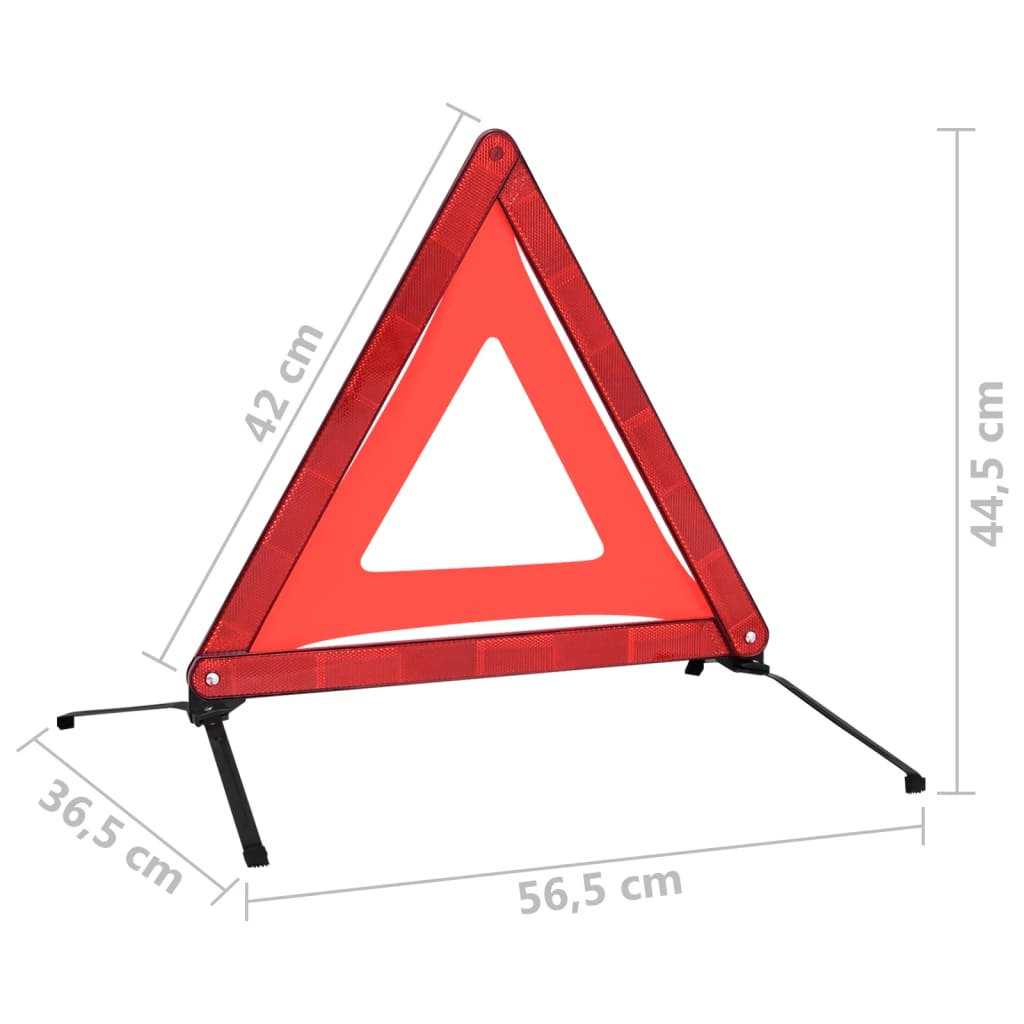 vidaXL Triángulos de advertencia de tráfico 10 uds rojo 75x75x100 cm