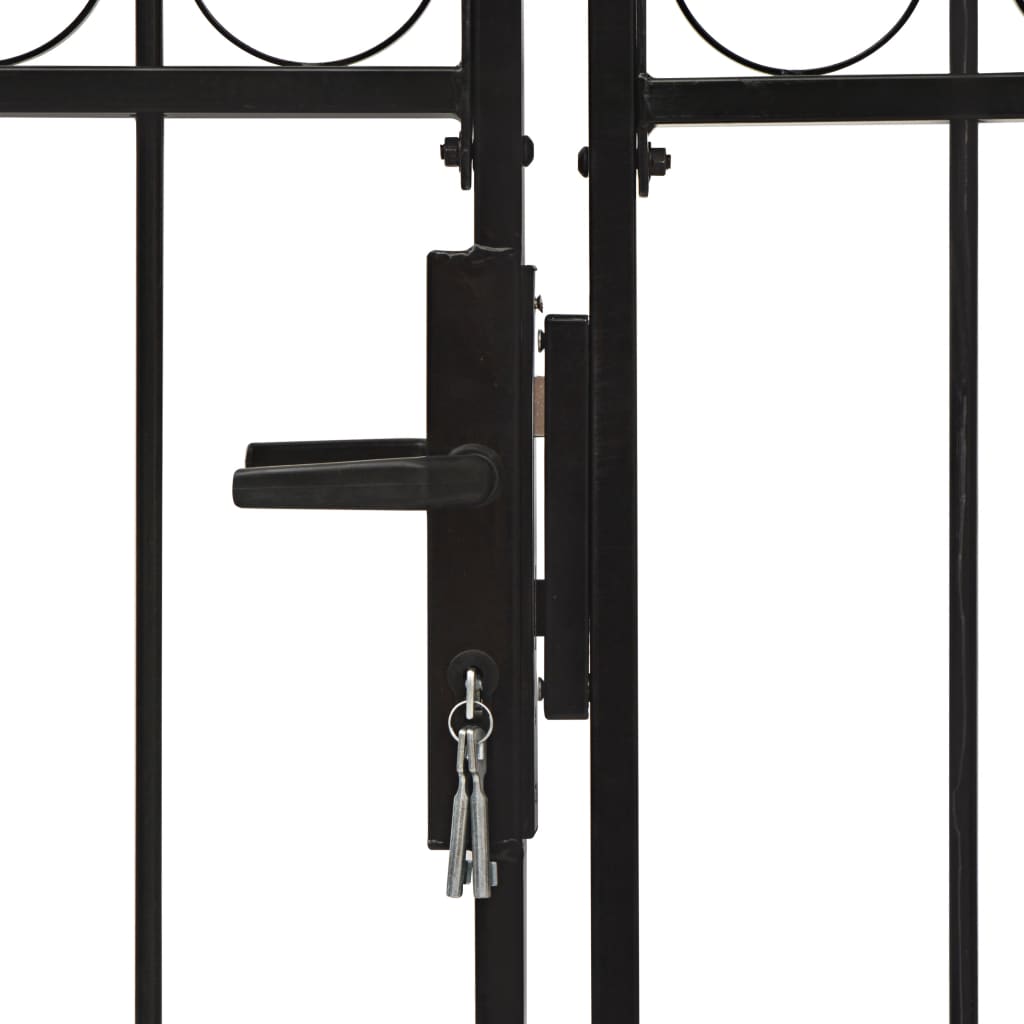 vidaXL Cancela de valla doble puerta con arco 300x150 cm acero negro