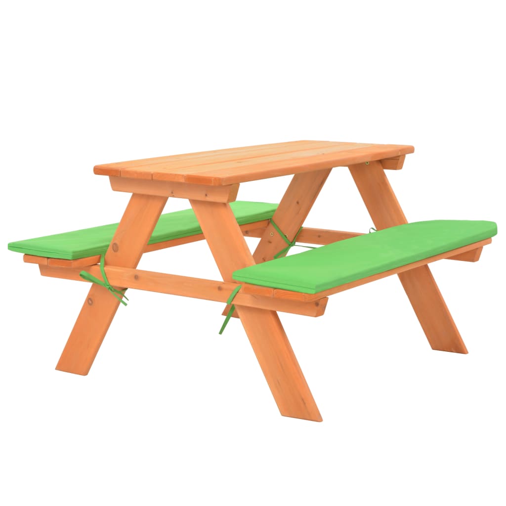 vidaXL Mesa de pícnic para niños con bancos madera abeto 89x79x50 cm