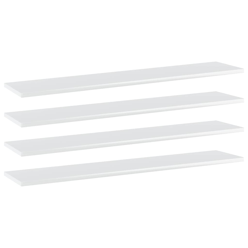 vidaXL Estante para estantería 4 uds madera blanco brillo 100x20x1,5cm
