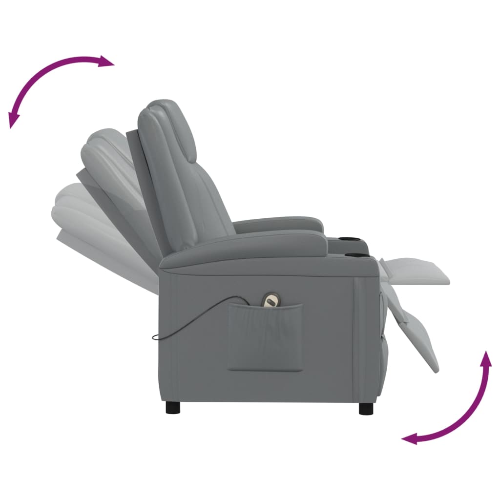 vidaXL Sillón reclinable eléctrico cuero sintético gris antracita