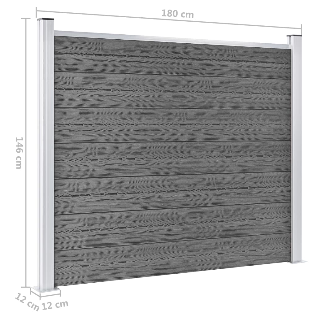 vidaXL Set de panel de valla WPC gris 872x146 cm