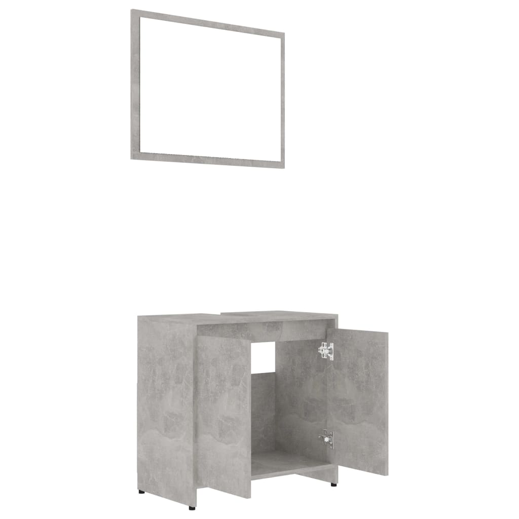 vidaXL Conjunto de muebles de baño 3 piezas aglomerado gris hormigón
