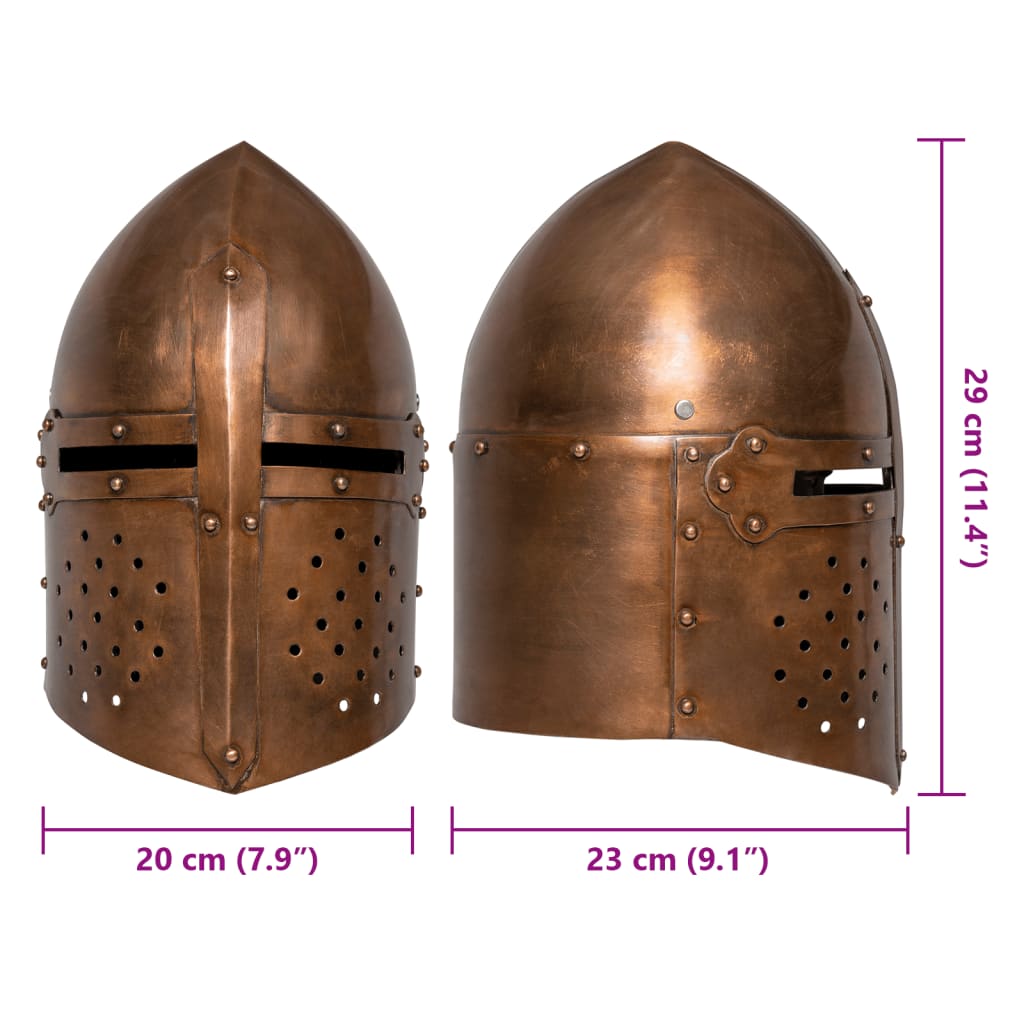 vidaXL Réplica de casco de caballero medieval antiguo LARP acero cobre