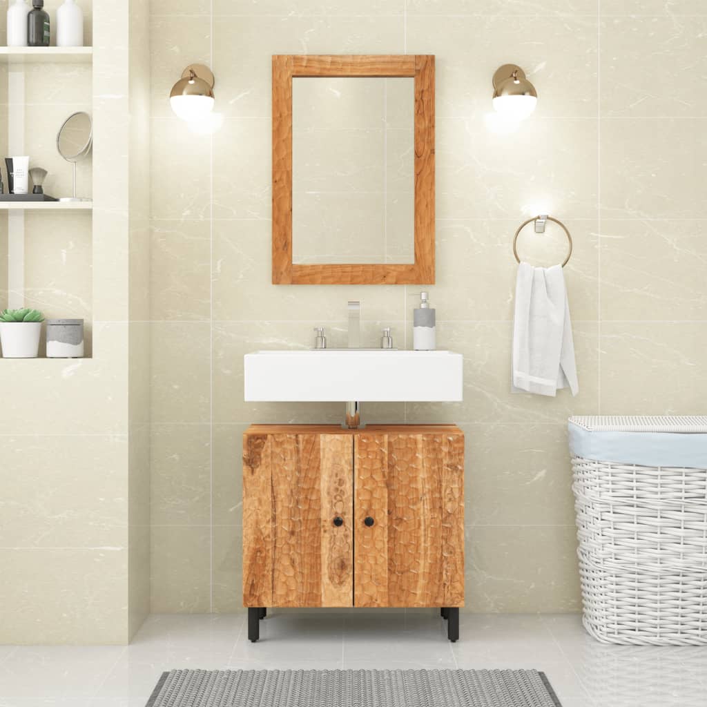 vidaXL Armario de lavabo para baño madera maciza de acacia 62x33x58 cm